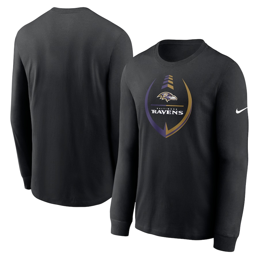 Baltimore Ravens Football Black Icon Legend Long Sleeve T-Shirt - Man