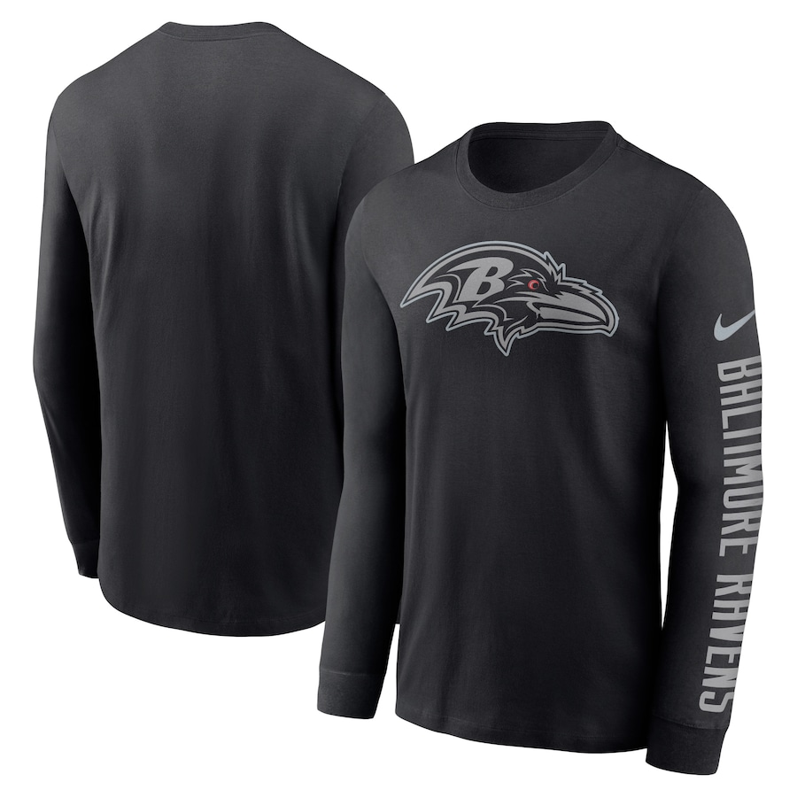 Baltimore Ravens Football Black RFLCTV Name and Logo T-Shirt - Man Baltimore Ravens Football Black RFLCTV Name and Logo T-Shirt - Man