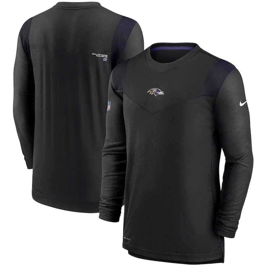 Baltimore Ravens Football Black Sideline Player UV Performance Long Sleeve T-Shirt - Man Baltimore Ravens Football Black Sideline Player UV Performance Long Sleeve T-Shirt - Man