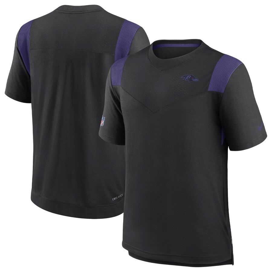 Baltimore Ravens Football Black Sideline Tonal Logo Performance Player T-Shirt - Man Baltimore Ravens Football Black Sideline Tonal Logo Performance Player T-Shirt - Man