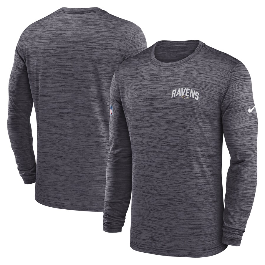 Baltimore Ravens Football Black Sideline Velocity Athletic Stack Performance Long Sleeve T-Shirt - Man Baltimore Ravens Football Black Sideline Velocity Athletic Stack Performance Long Sleeve T-Shirt - Man