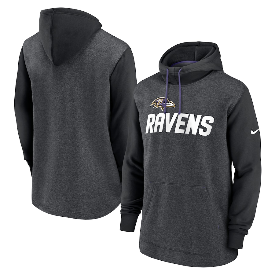 Baltimore Ravens Football Heathered Charcoal/Black Surrey Legacy Pullover Hoodie - Man