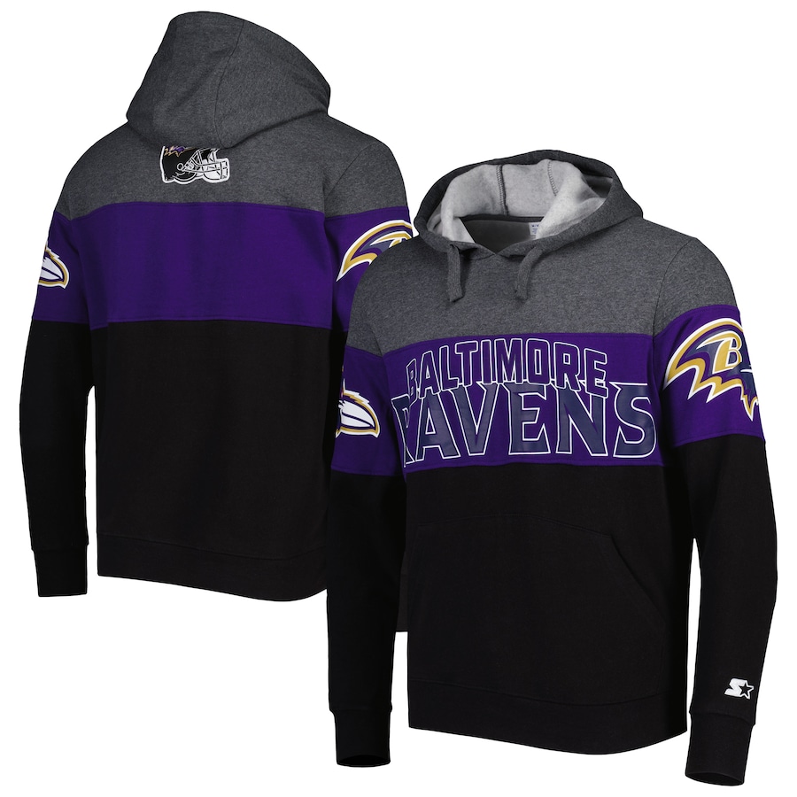 Baltimore Ravens Starter Heather Charcoal/Purple Extreme Pullover Hoodie - Man