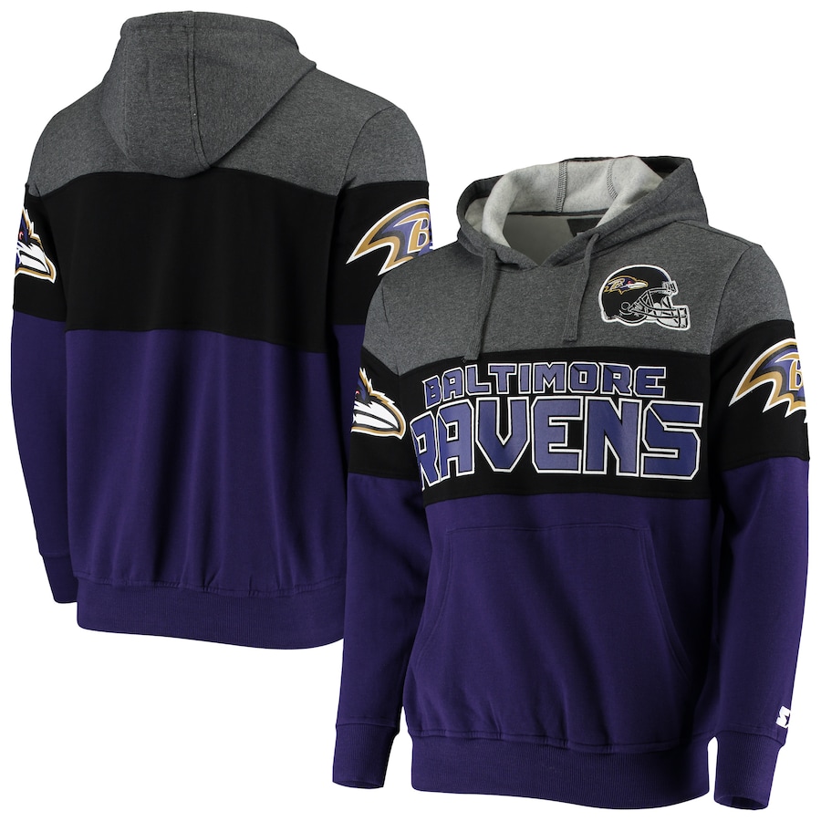 Baltimore Ravens Starter Heathered Gray/Black Extreme Fireballer Pullover Hoodie - Man