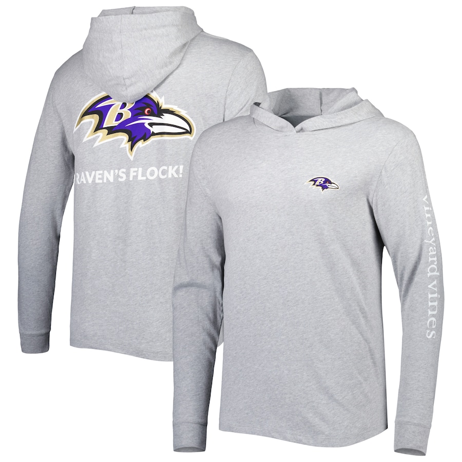 Baltimore Ravens Vineyard Vines Heathered Gray Local Long Sleeve Hoodie T-Shirt - Man Baltimore Ravens Vineyard Vines Heathered Gray Local Long Sleeve Hoodie T-Shirt - Man