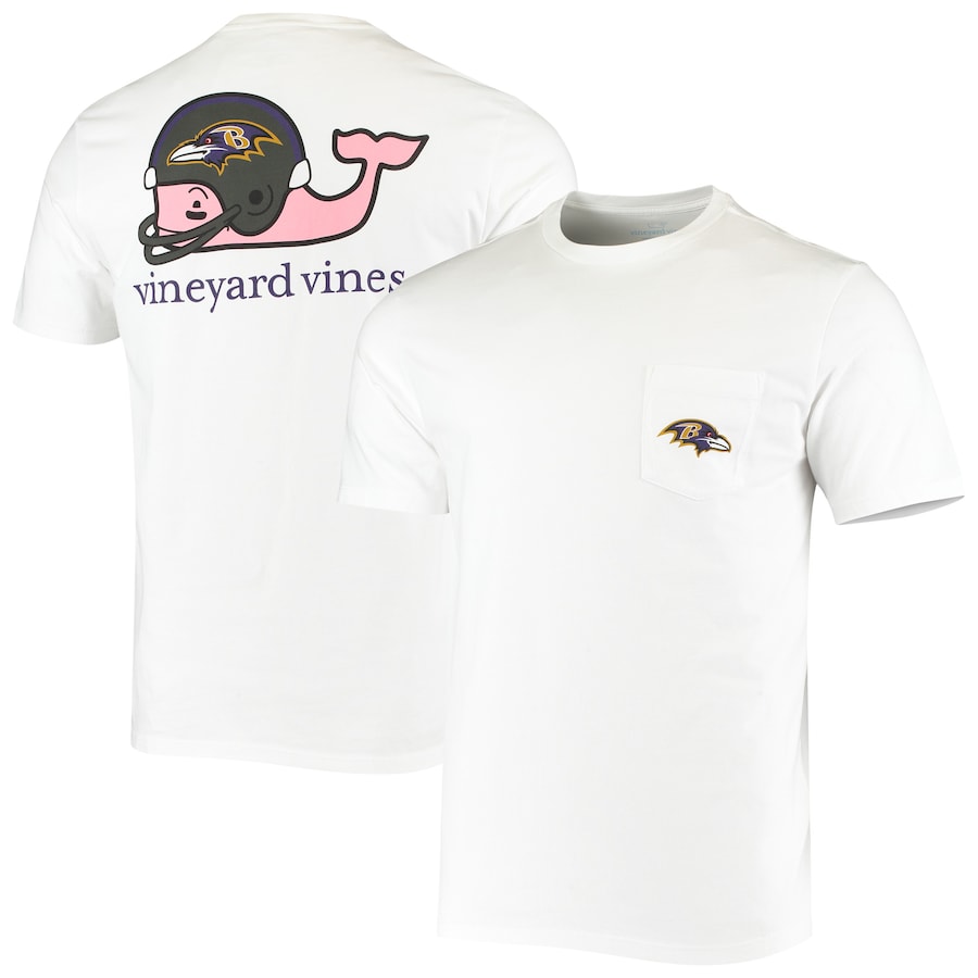Baltimore Ravens Vineyard Vines White Team Whale Helmet T-Shirt - Man Baltimore Ravens Vineyard Vines White Team Whale Helmet T-Shirt - Man