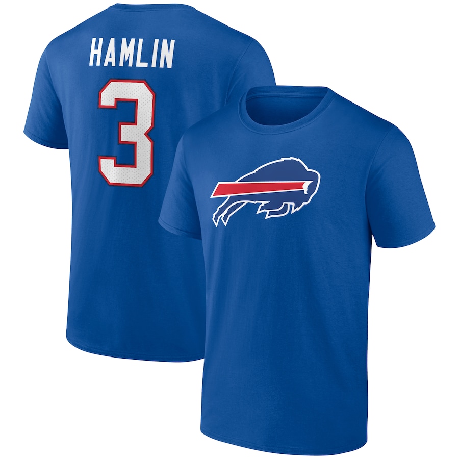 Buffalo Bills Damar Hamlin Royal Icon Name & Number T-Shirt - Man