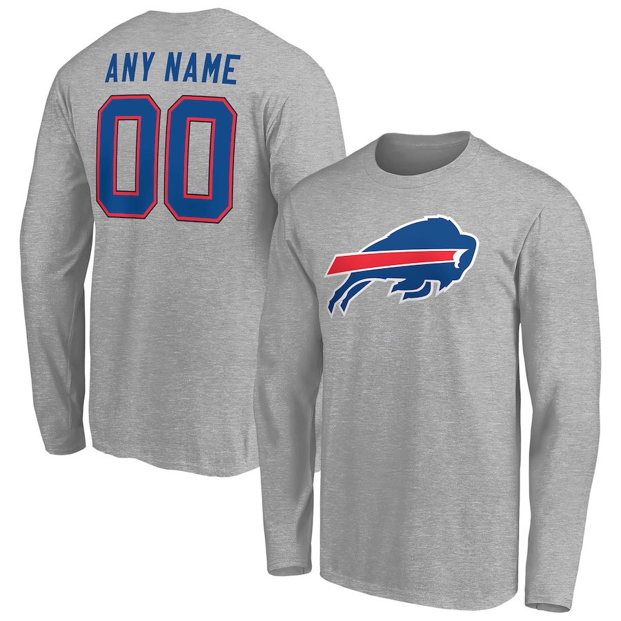Buffalo Bills Gray Team Authentic Custom Long Sleeve T-Shirt - Man Buffalo Bills Gray Team Authentic Custom Long Sleeve T-Shirt - Man