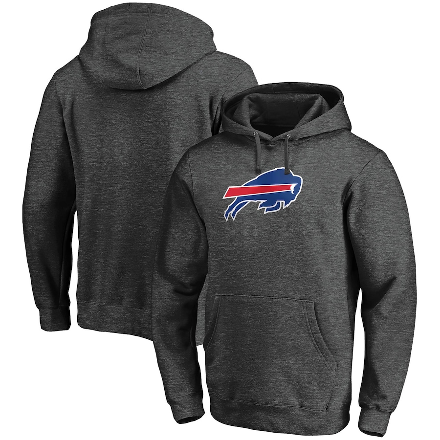 Buffalo Bills Heather Charcoal Primary Logo Fitted Pullover Hoodie - Man
