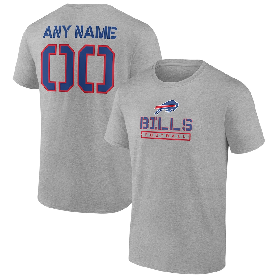 Buffalo Bills Heather Gray Personalized Name & Number Evanston Stencil T-Shirt - Man