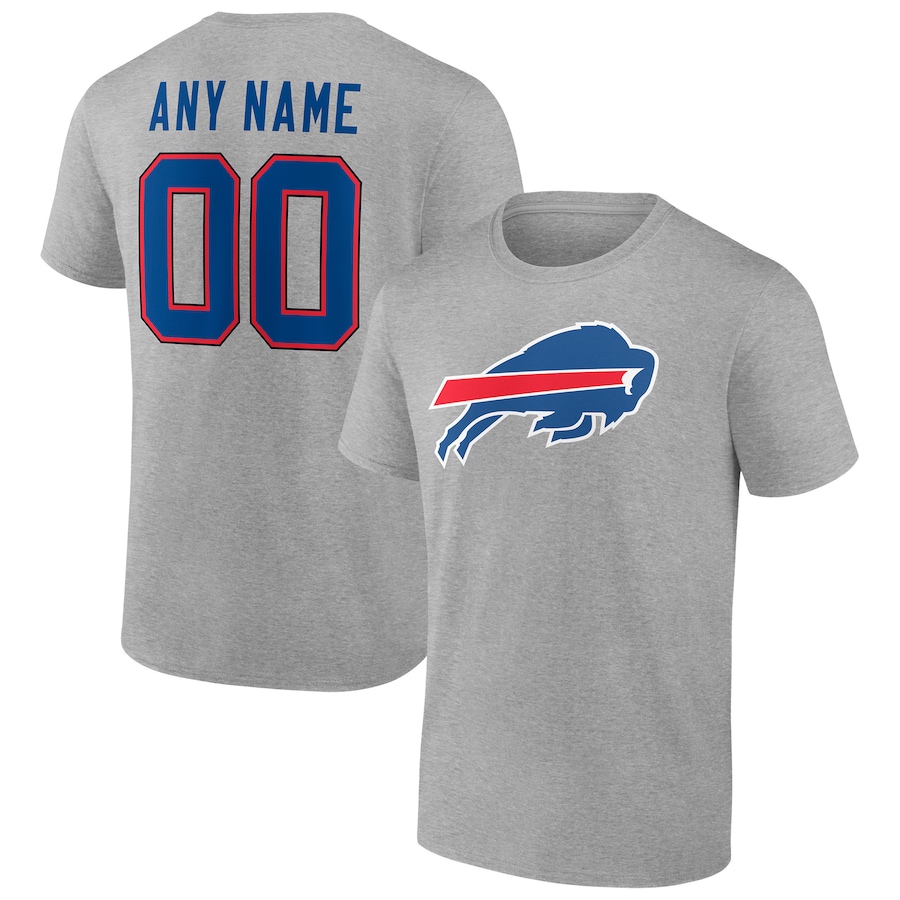 Buffalo Bills Heathered Gray Team Authentic Custom T-Shirt - Man