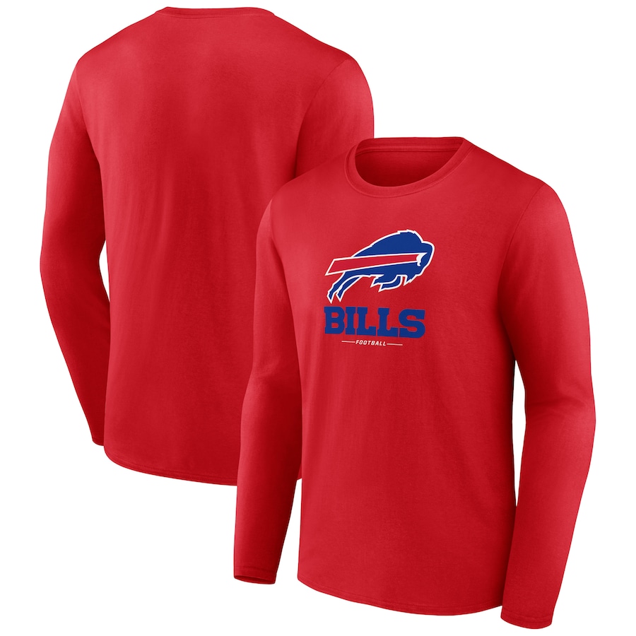 Buffalo Bills Red Logo Team Lockup Long Sleeve T-Shirt - Man Buffalo Bills Red Logo Team Lockup Long Sleeve T-Shirt - Man