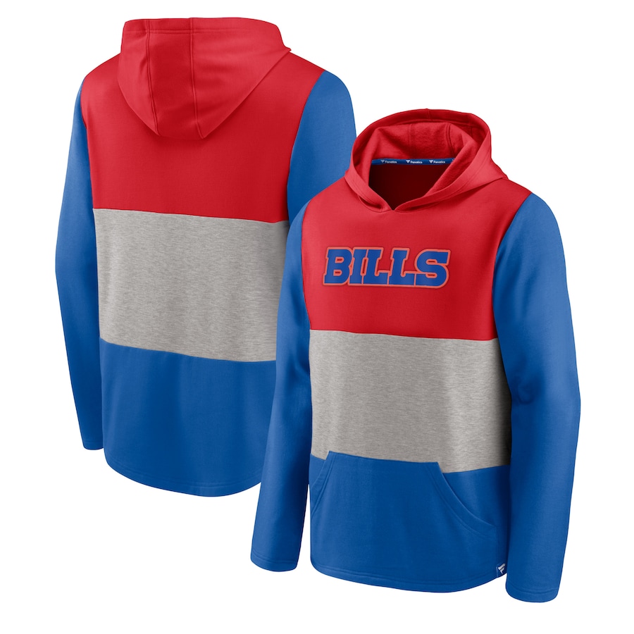 Buffalo Bills Red/Royal Linear Logo Pullover Hoodie - Man