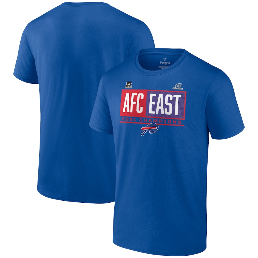 Buffalo Bills Royal 2021 AFC East Division Champions Blocked Favorite T-Shirt - Man Buffalo Bills Royal 2021 AFC East Division Champions Blocked Favorite T-Shirt - Man