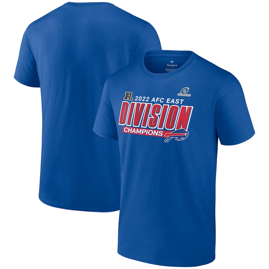 Buffalo Bills Royal 2022 AFC East Division Champions Divide & Conquer T-Shirt - Man Buffalo Bills Royal 2022 AFC East Division Champions Divide & Conquer T-Shirt - Man