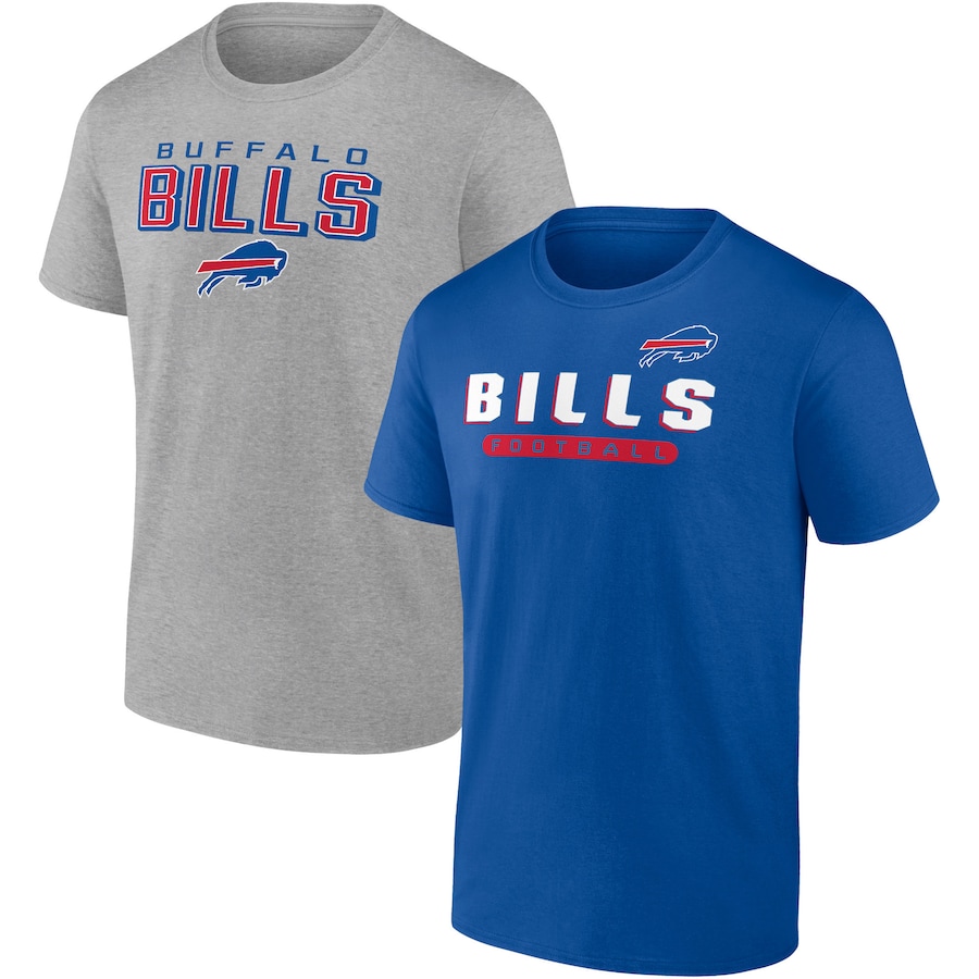 Buffalo Bills Royal/Heathered Gray T-Shirt Combo Pack - Man Buffalo Bills Royal/Heathered Gray T-Shirt Combo Pack - Man