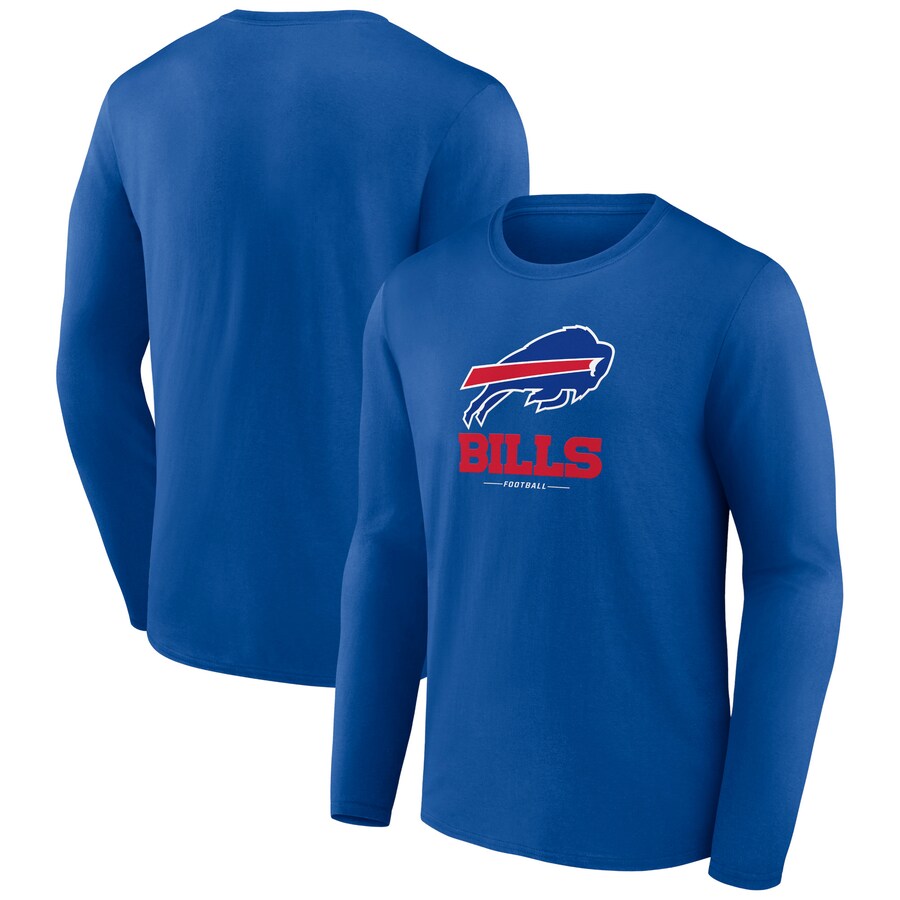 Buffalo Bills Royal Logo Team Lockup Long Sleeve T-Shirt - Man Buffalo Bills Royal Logo Team Lockup Long Sleeve T-Shirt - Man