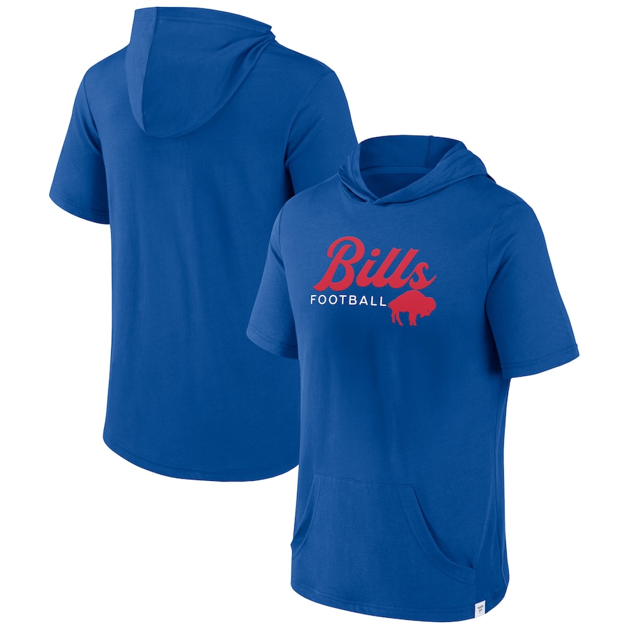 Buffalo Bills Royal Offensive Strategy Short Sleeve Pullover Hoodie - Man
