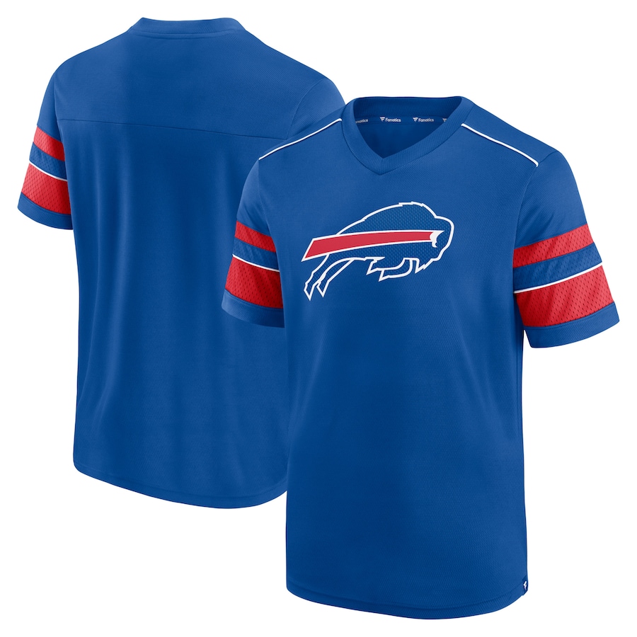 Buffalo Bills Royal Textured Hashmark V-Neck T-Shirt - Man Buffalo Bills Royal Textured Hashmark V-Neck T-Shirt - Man