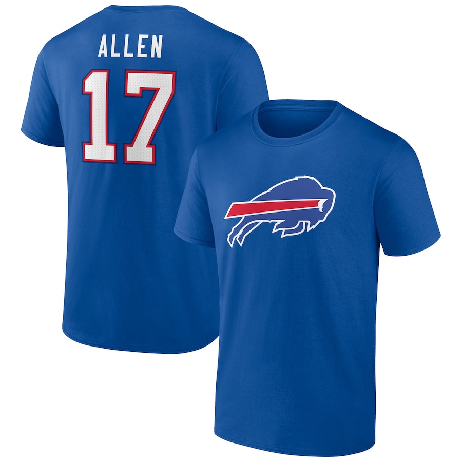 Buffalo Bills Josh Allen Royal Icon Player Name & Number T-Shirt - Man