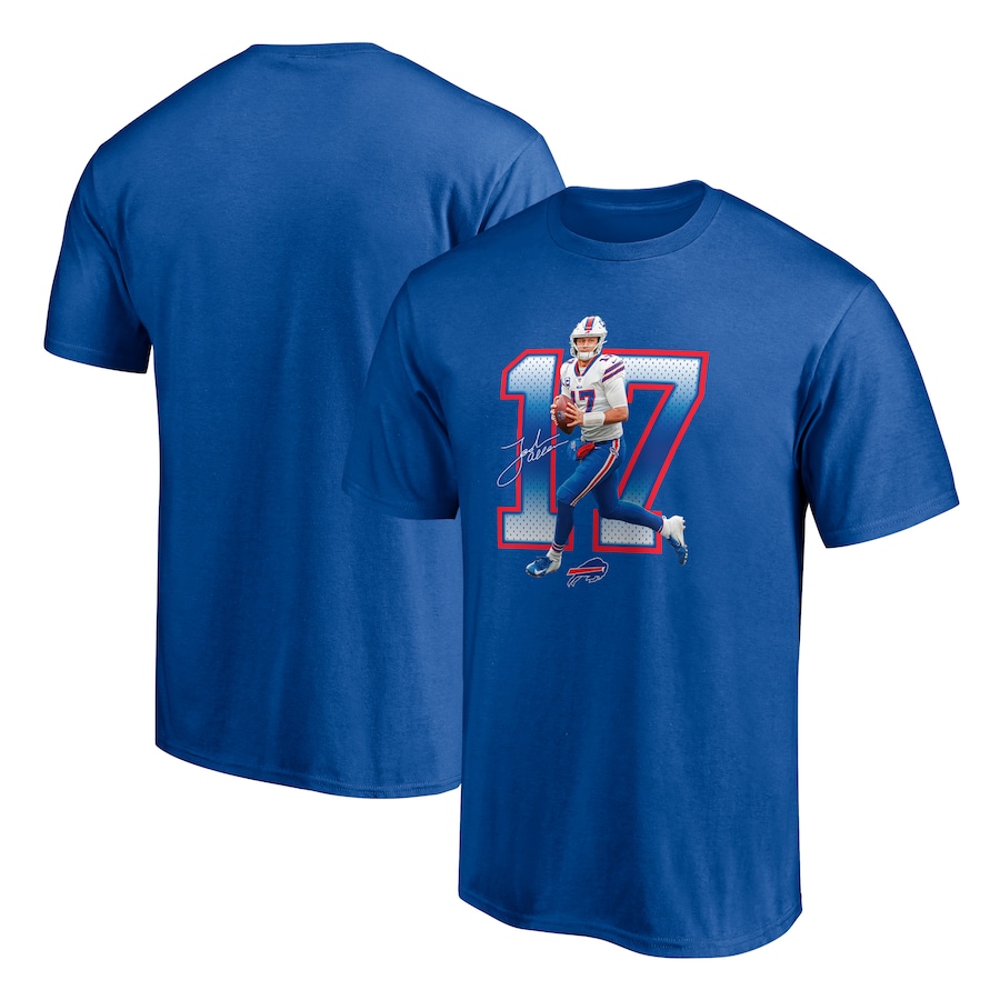 Buffalo Bills Josh Allen Royal Powerhouse Player Graphic T-Shirt - Man Buffalo Bills Josh Allen Royal Powerhouse Player Graphic T-Shirt - Man