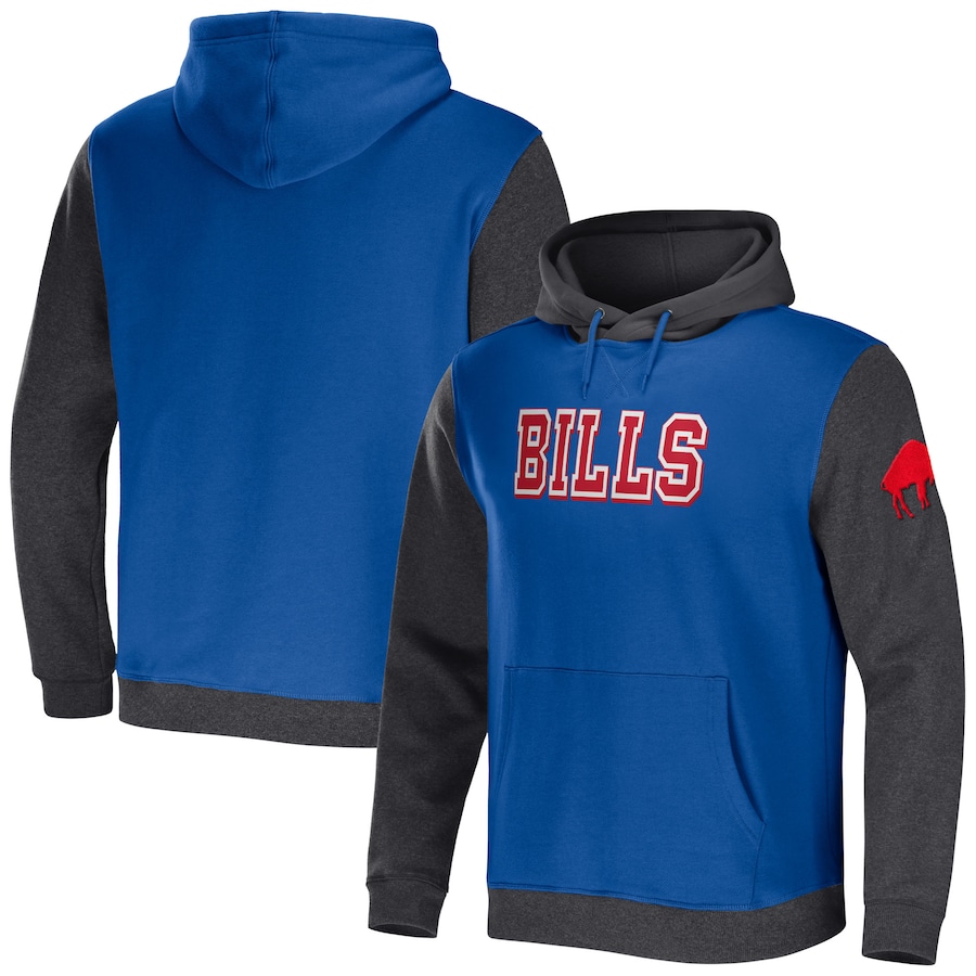 Buffalo Bills NFL x Darius Rucker Collection by USASportsStoreRoyal/Heather Charcoal Colorblock Pullover Hoodie - Man
