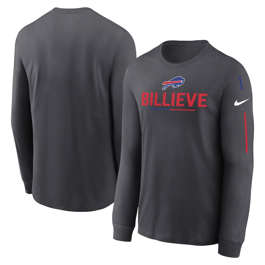 Buffalo Bills Football Anthracite Team Slogan Long Sleeve T-Shirt - Man