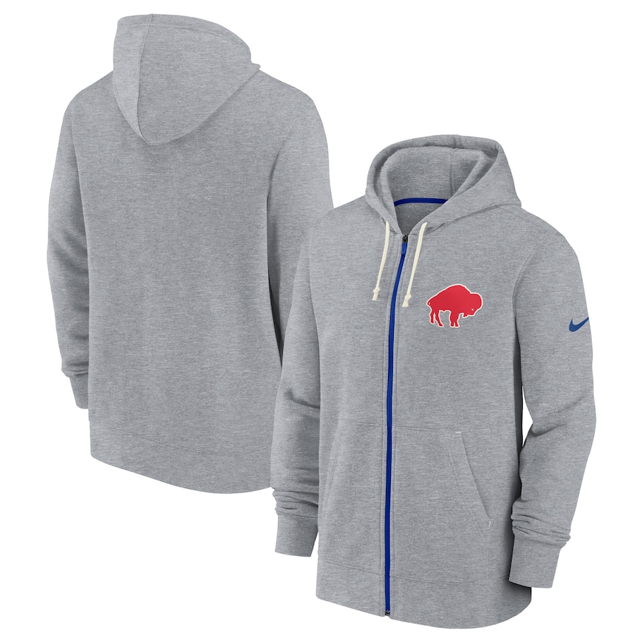 Buffalo Bills Football Heather Charcoal Historic Lifestyle Full-Zip Hoodie - Man