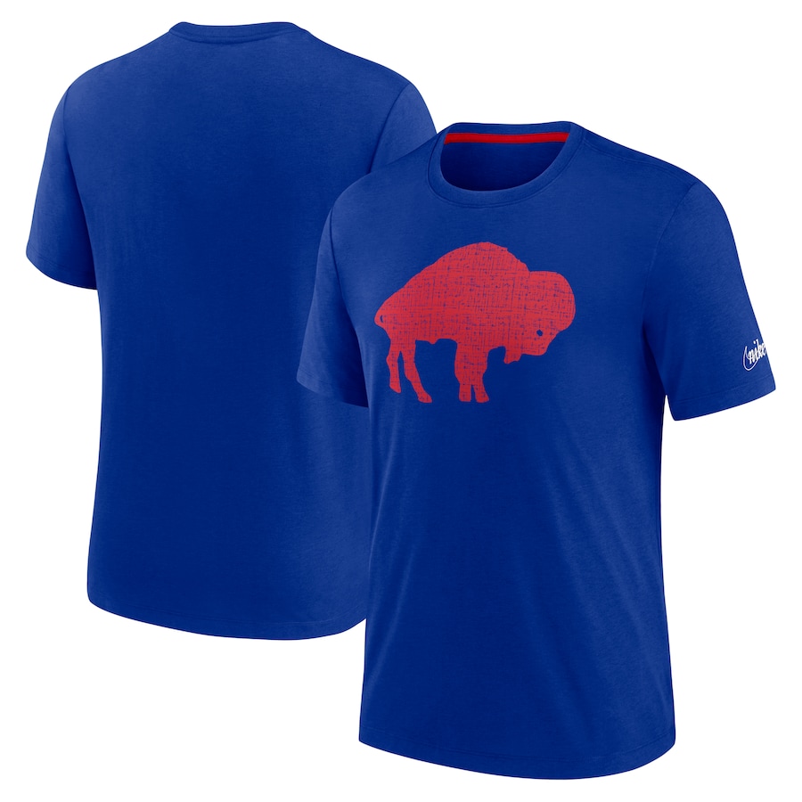 Buffalo Bills Football Royal Rewind Playback Logo Tri-Blend T-Shirt - Man