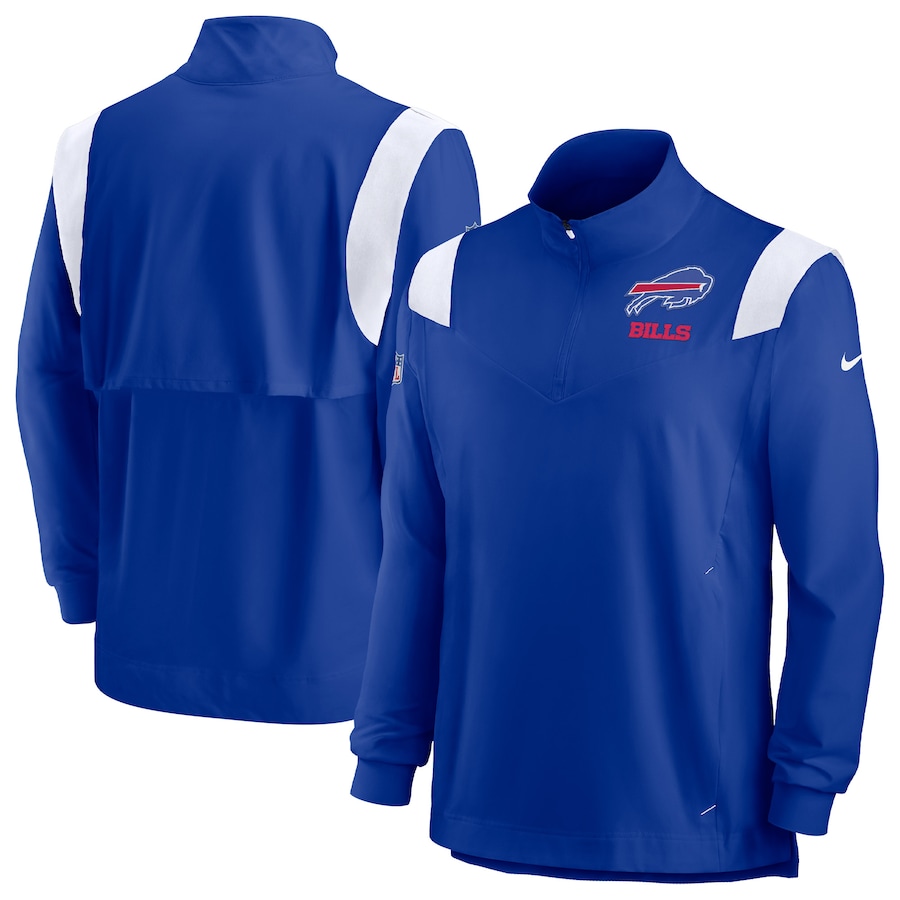 Buffalo Bills Football Royal Sideline Coach Chevron Lockup Quarter-Zip Long Sleeve Top - Man