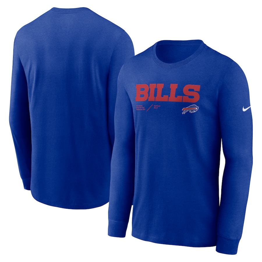 Buffalo Bills Football Royal Sideline Infograph Lock Up Performance Long Sleeve T-Shirt - Man