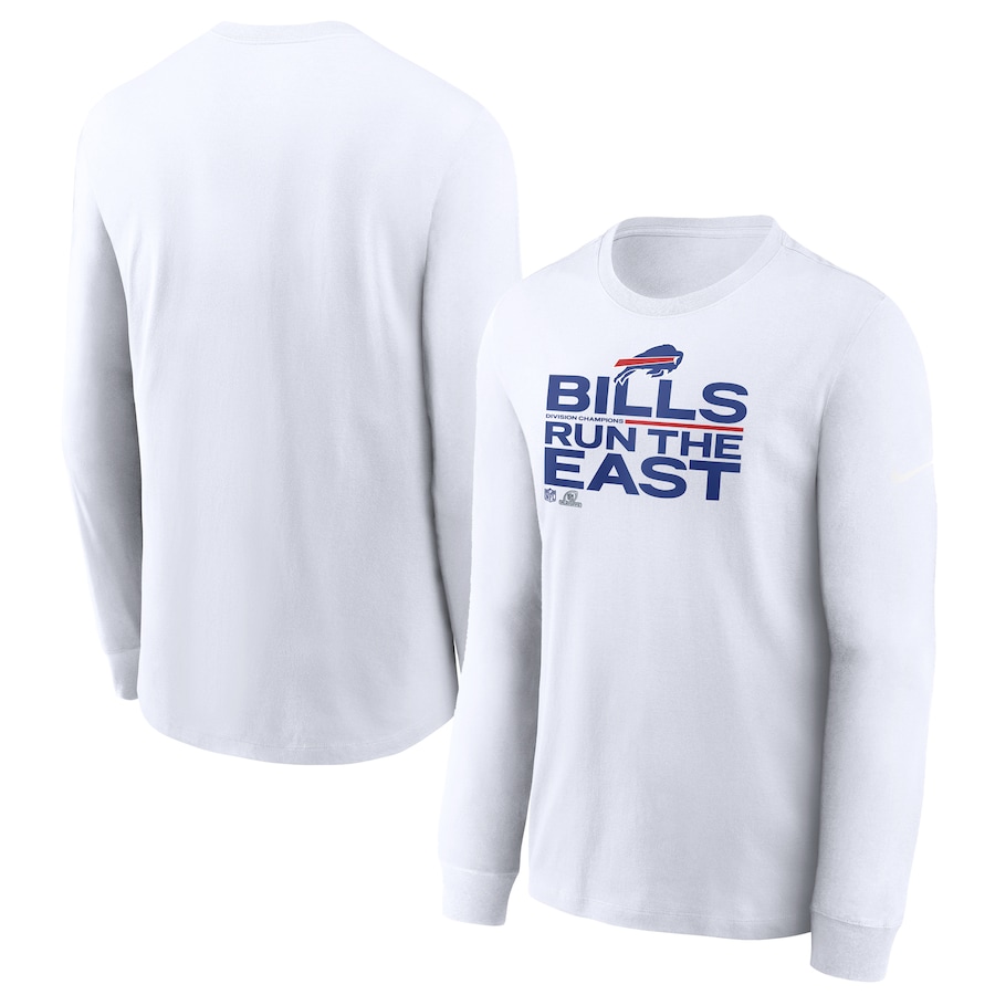 Buffalo Bills Football White 2021 AFC East Division Champions Trophy Collection Long Sleeve T-Shirt - Man