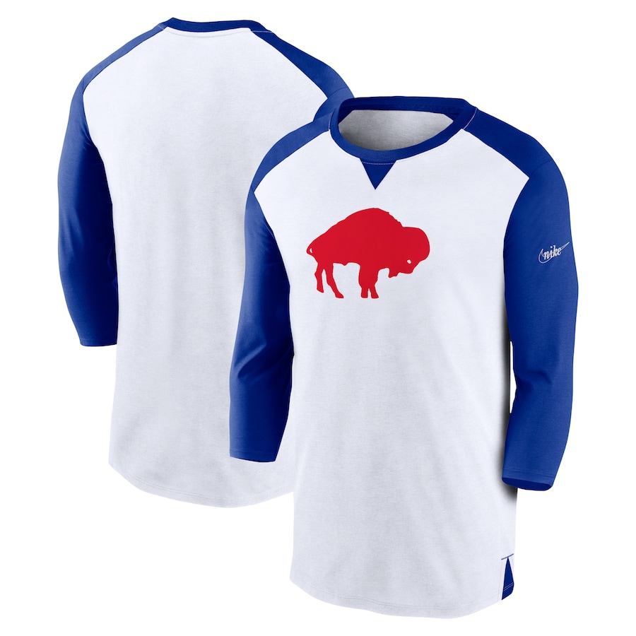 Buffalo Bills Football White/Royal Rewind 3/4-Sleeve T-Shirt - Man