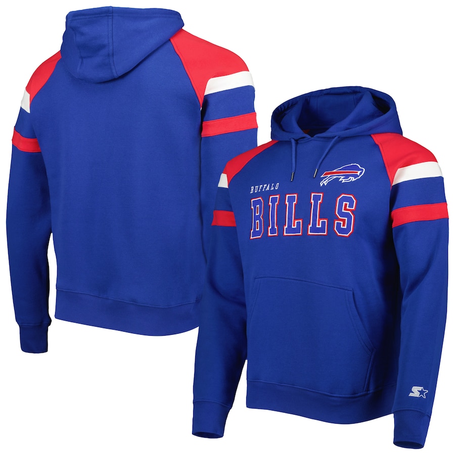 Buffalo Bills Starter Royal Draft Fleece Raglan Pullover Hoodie - Man
