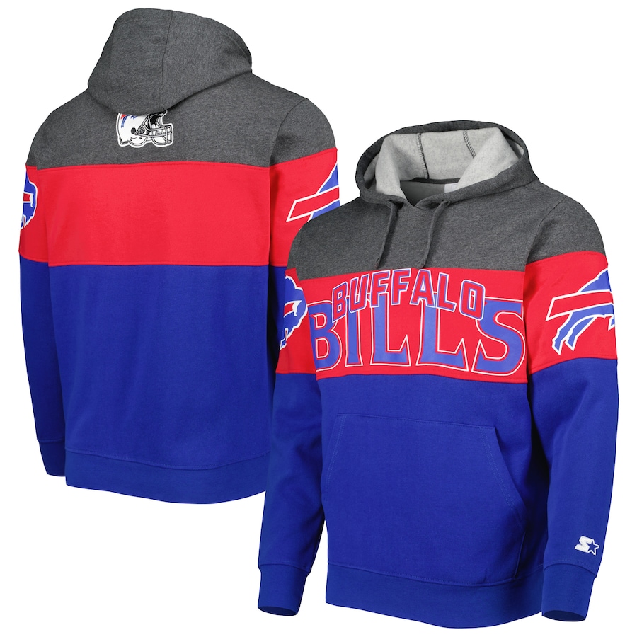 Buffalo Bills Starter Royal/Heather Charcoal Extreme Pullover Hoodie - Man
