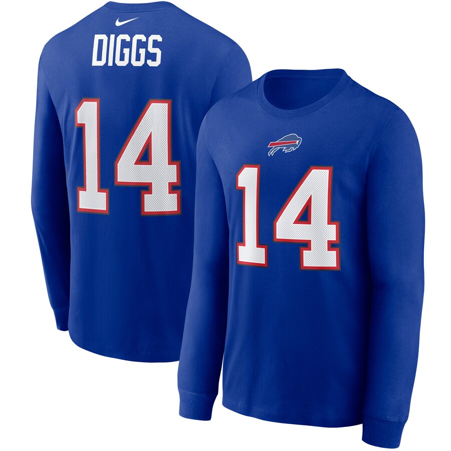 Buffalo Bills Stefon Diggs Football Royal Player Name & Number Long Sleeve T-Shirt - Man Buffalo Bills Stefon Diggs Football Royal Player Name & Number Long Sleeve T-Shirt - Man