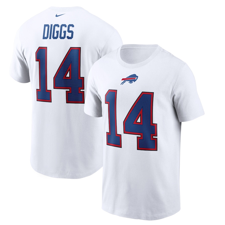 Buffalo Bills Stefon Diggs Football White Player Name & Number T-Shirt - Man