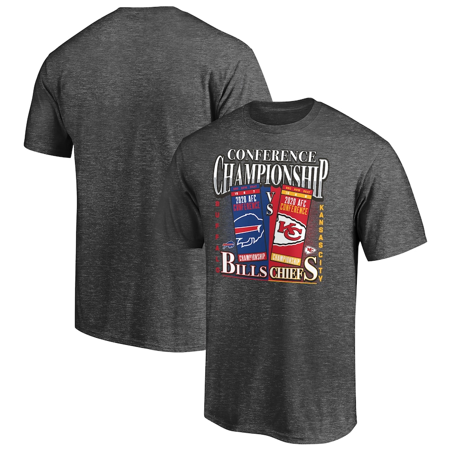 Buffalo Bills vs. Kansas City Chiefs Charcoal 2020 AFC Conference Championship Matchup Prevent T-Shirt - Man Buffalo Bills vs. Kansas City Chiefs Charcoal 2020 AFC Conference Championship Matchup Prevent T-Shirt - Man