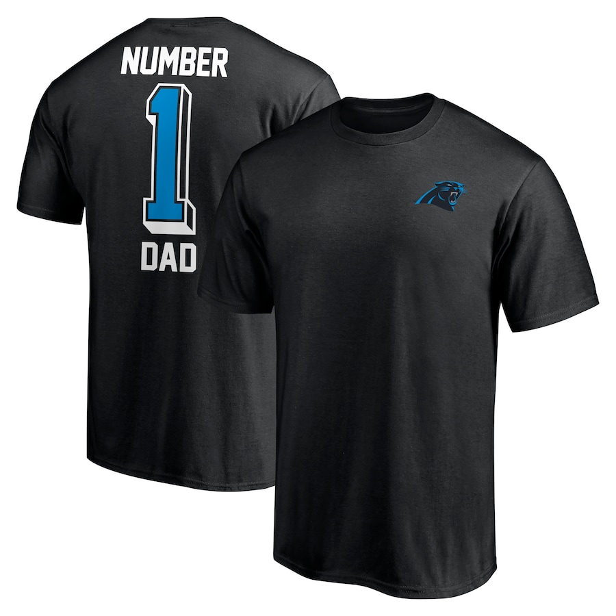 Carolina Panthers Black #1 Dad T-Shirt - Man Carolina Panthers Black #1 Dad T-Shirt - Man