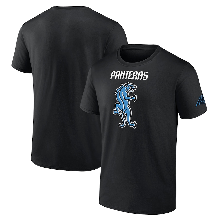 Carolina Panthers Black ÑFL Por La Cultura Panteras T-Shirt - Man Carolina Panthers Black ÑFL Por La Cultura Panteras T-Shirt - Man