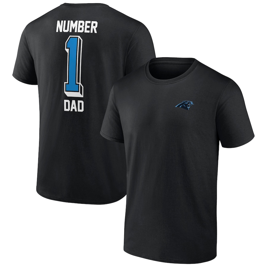 Carolina Panthers Black Number One Dad T-Shirt - Man Carolina Panthers Black Number One Dad T-Shirt - Man