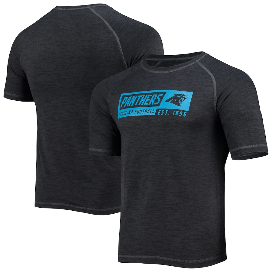 Carolina Panthers Black Striate Engage Raglan T-Shirt - Man Carolina Panthers Black Striate Engage Raglan T-Shirt - Man