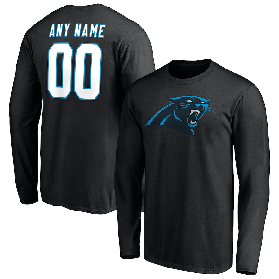 Carolina Panthers Black Team Authentic Personalized Name & Number Long Sleeve T-Shirt - Man Carolina Panthers Black Team Authentic Personalized Name & Number Long Sleeve T-Shirt - Man