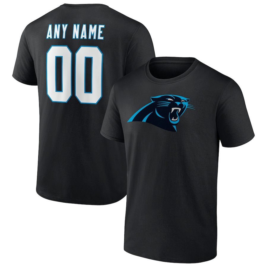 Carolina Panthers Black Team Authentic Personalized Name & Number T-Shirt - Man Carolina Panthers Black Team Authentic Personalized Name & Number T-Shirt - Man