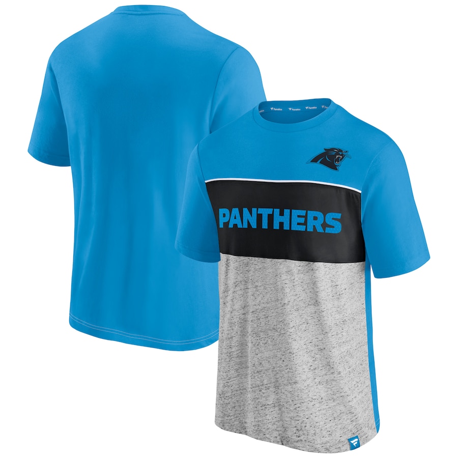 Carolina Panthers Blue/Heathered Gray Colorblock T-Shirt - Man