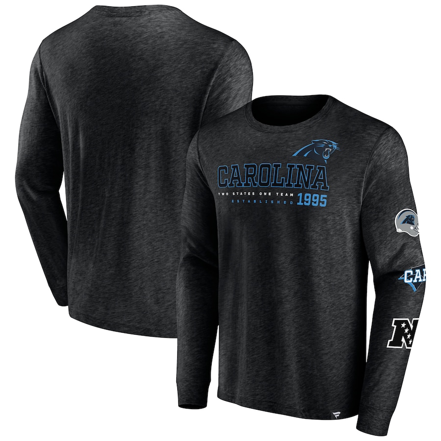 Carolina Panthers Heather Black High Whip Pitcher Long Sleeve T-Shirt - Man