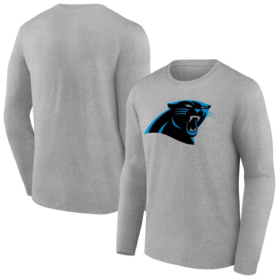 Carolina Panthers Heather Gray Primary Team Logo Long Sleeve T-Shirt - Man
