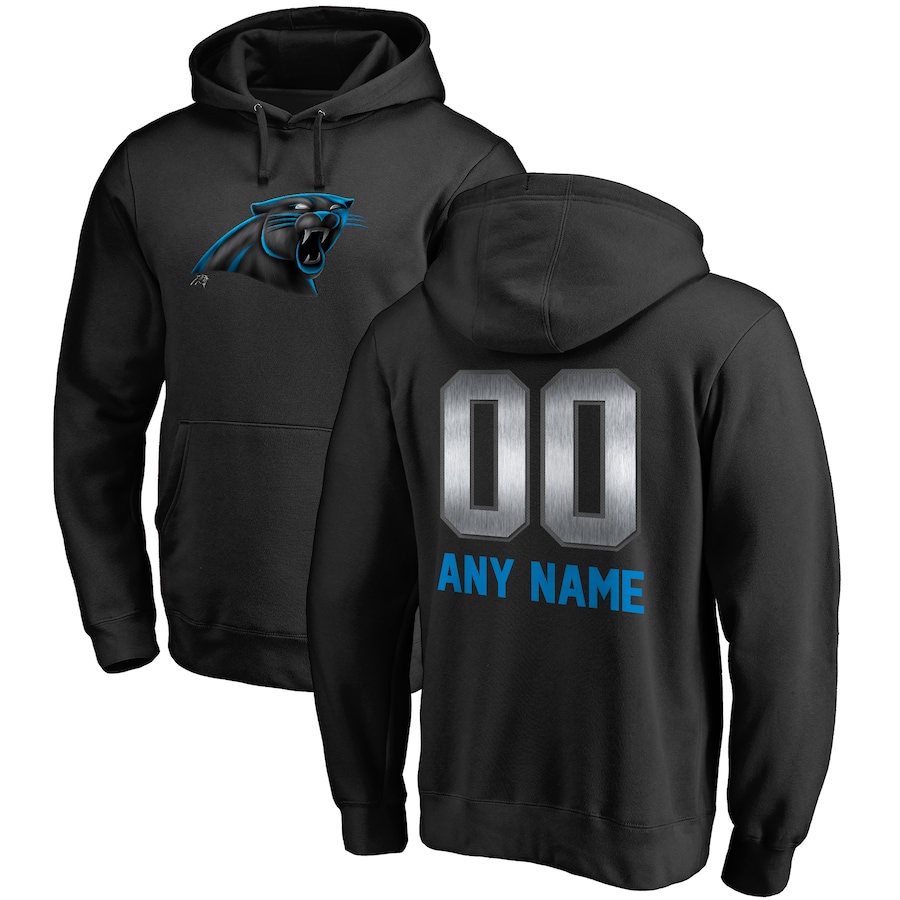 Carolina Panthers NFL Pro Line by Black Personalized Midnight Mascot Pullover Hoodie - Man