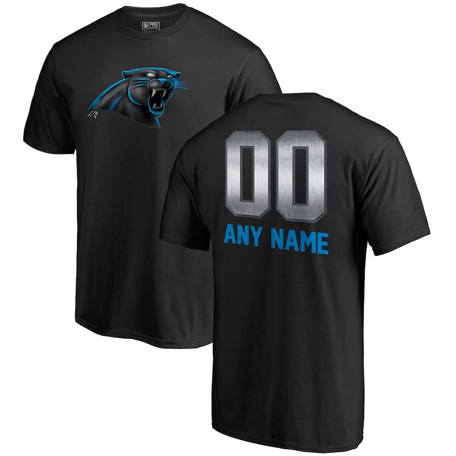 Carolina Panthers NFL Pro Line by Black Personalized Midnight Mascot T-Shirt - Man