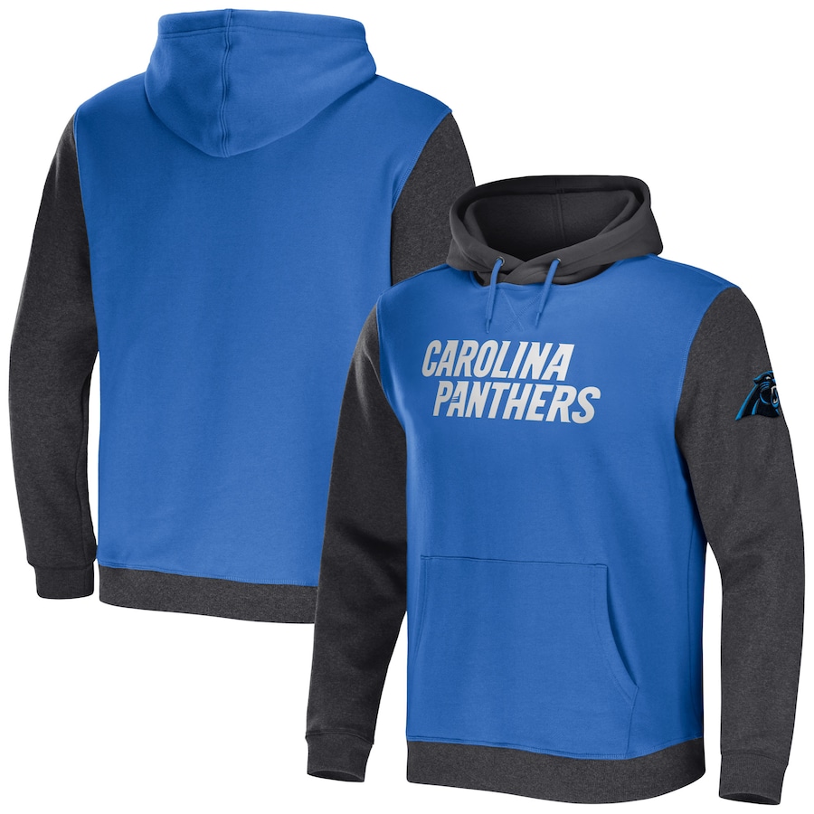 Carolina Panthers NFL x Darius Rucker Collection by USASportsStoreBlue/Charcoal Colorblock Pullover Hoodie - Man